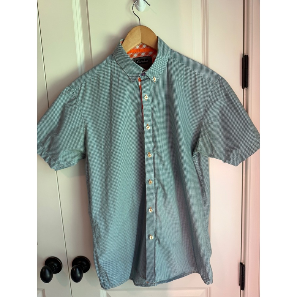 Civil Society Men's Gingham Button-Down Shirt Size Med w/ Ribbon Detail - Picture 2 of 7